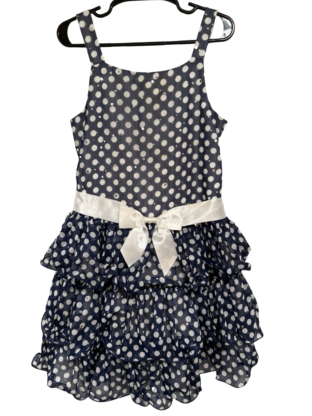 Girls Polka Dot & Sparkle Ruffle Dress